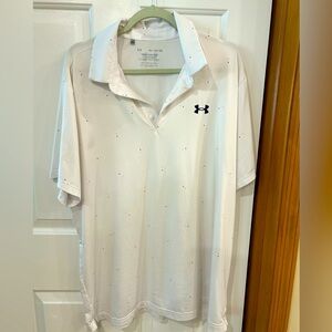 Under Armour White The Playoff Polo Golf Shirt loose lightweight breathable XL